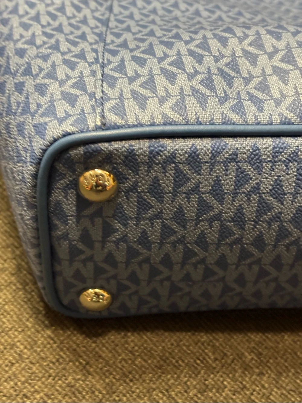 Michael Kors Light Blue MK Logo Tote with Gold Charm